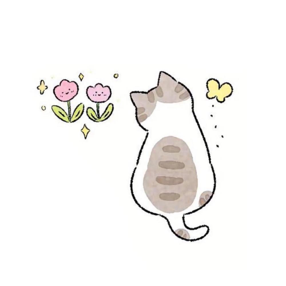 可爱猫咪手绘头像:有缘再见,基本上等同于不再相见