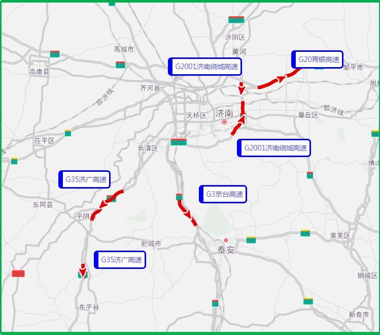 返程易拥堵缓行的高速有g2001济南绕城高速,g2京沪高速等高速的部分