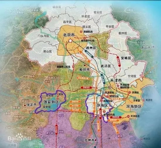 京滨城际高铁.目前,联通雄安新区的津雄城际铁路已纳入国家规划.