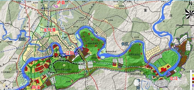 泸州大都市区部分规划图 泸州市大都市区拟新建轨道交通线5条,1,2