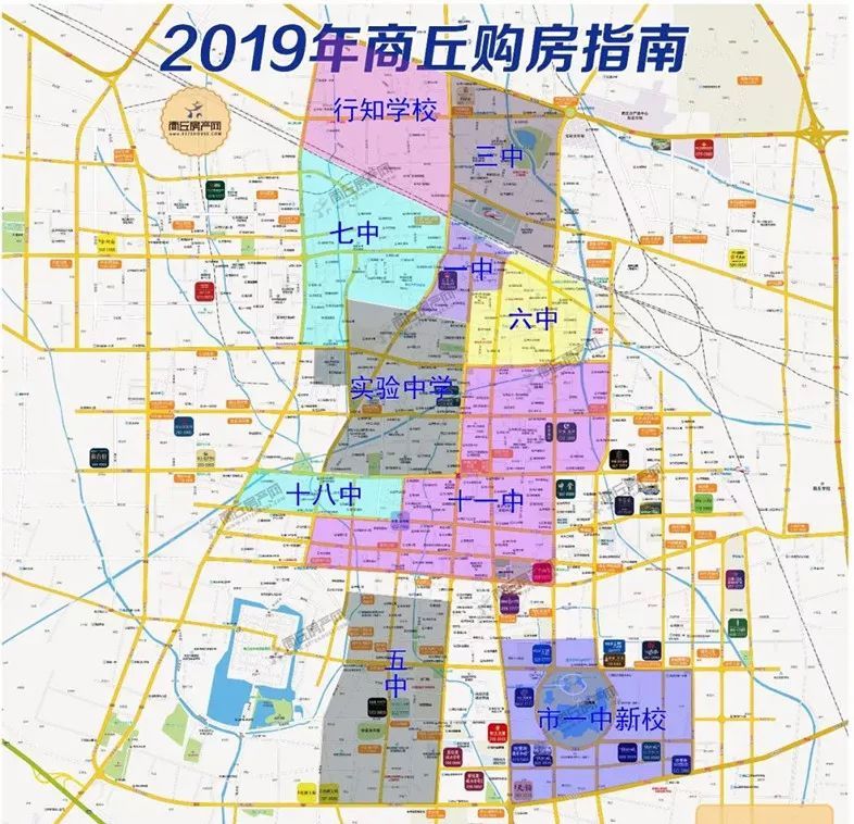 商丘市热门小学 学区划分 学区内项目分布示意图 学区内项目分布示意