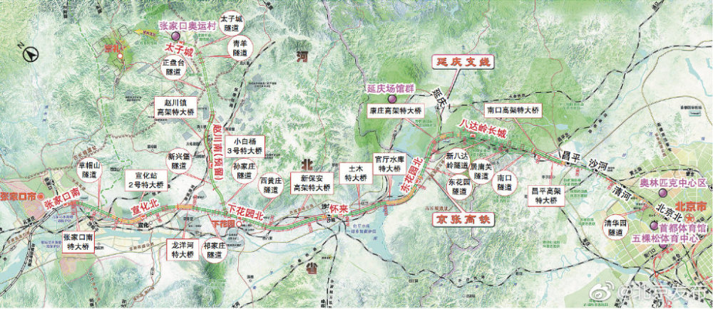 来看京张高速铁路工程总平面图