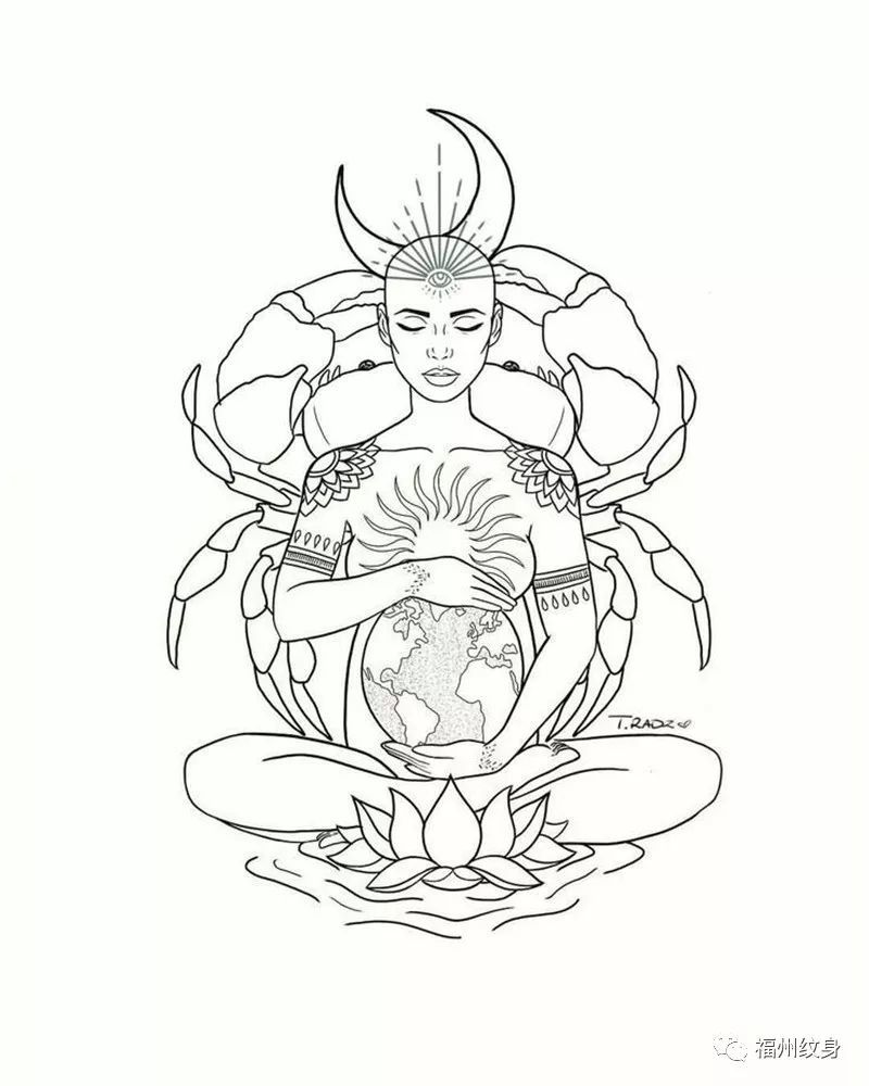 十二星座,巨蟹座cancer纹身图案