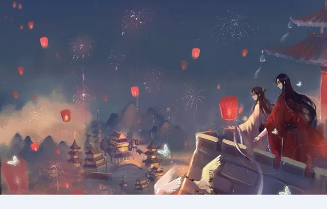 动漫壁纸《天官赐福》:夜空下的花怜cp,唯美古风上线