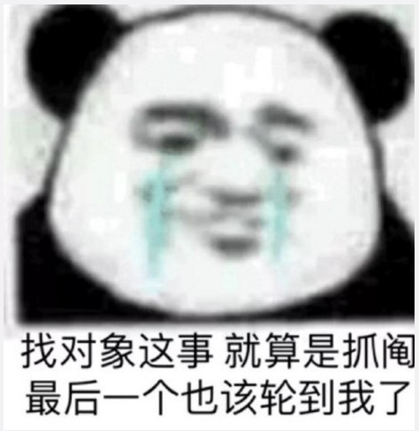 熊猫头搞笑表情包:找对象这事就算是抓阄最后一个也该