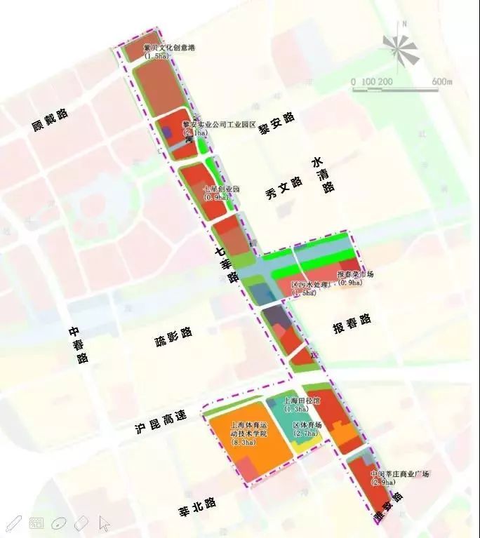 莘庄老街因大量住宅导致可开发面积较少;七莘路虽有空间,但整体开发