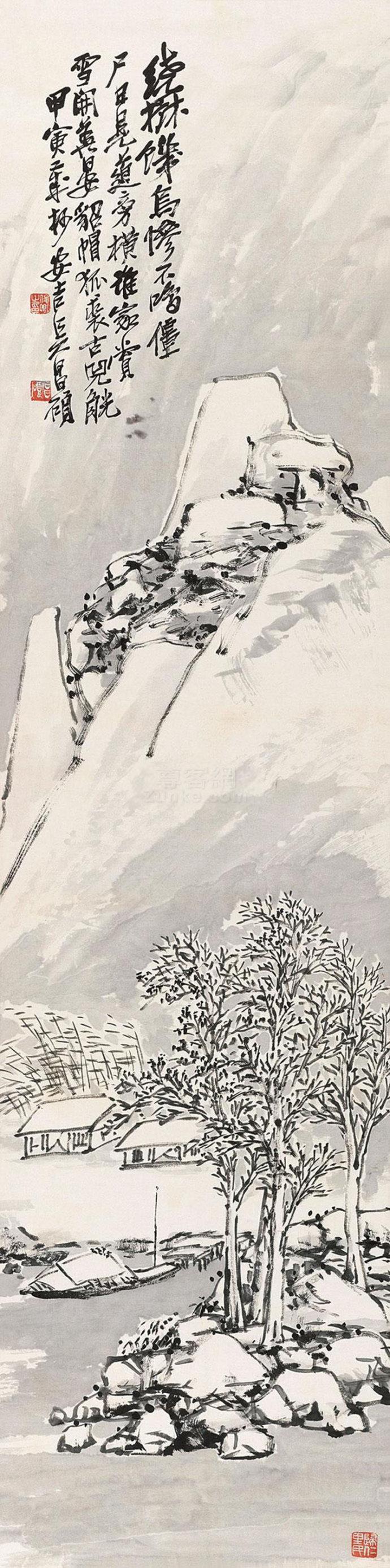 石鼓篆书第一人,文人画最后的高峰,吴昌硕山水画欣赏