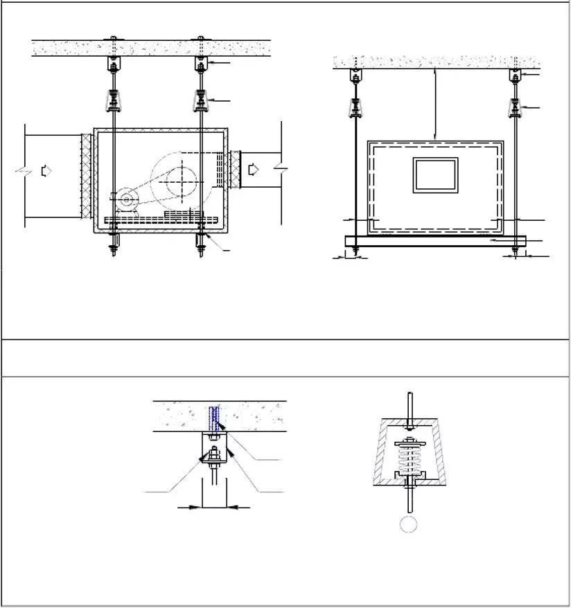 图为排风兼排烟风机下部设置阻尼弹簧减震器 4