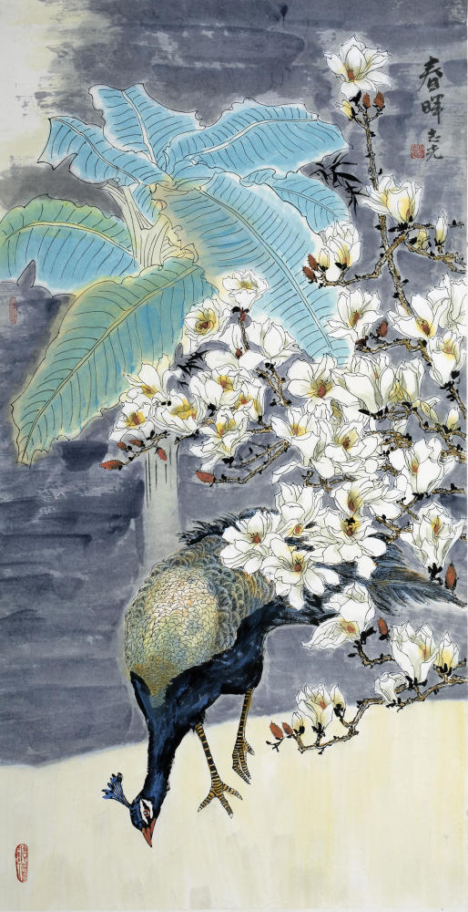 善花鸟画,作品题材多以南国植被,花鸟为主;画面表现是典型的现代文人