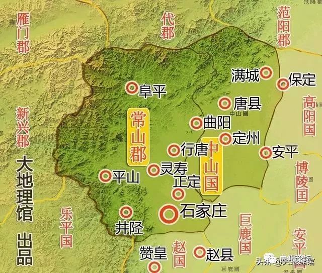 《中国历史地图集》,明确将恒山标注在河北境内,主峰在唐县,山脉绵延