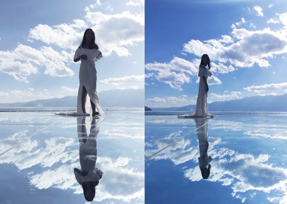 "天空之镜"拍照很美,张张都可做头像,秀儿都要抢着拍