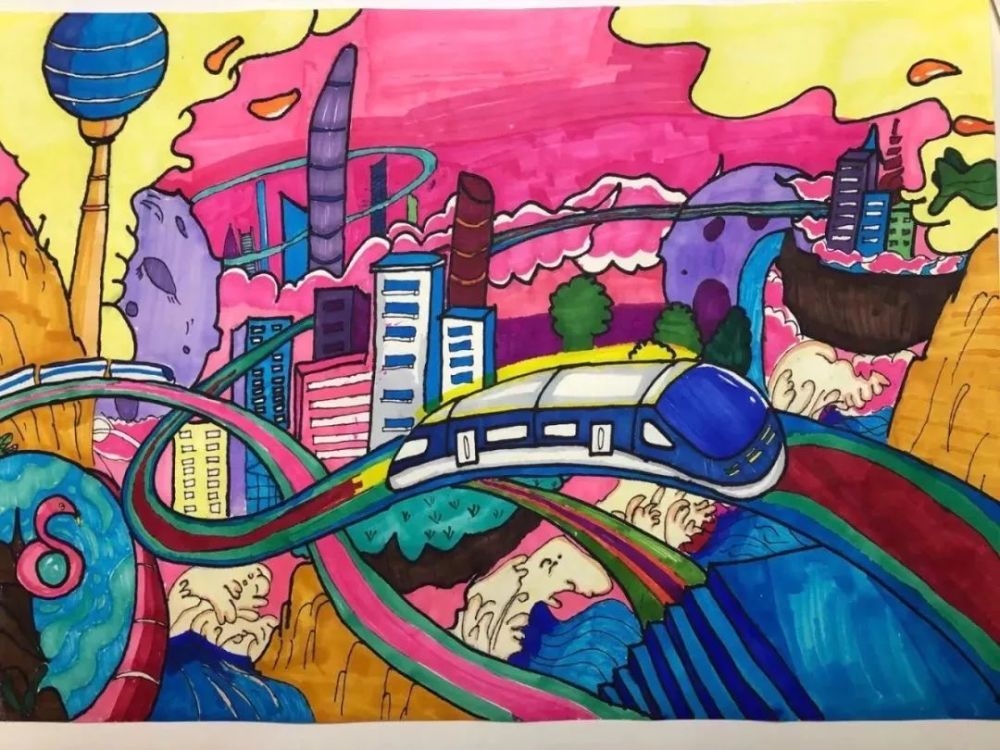 参赛绘画作品《我的大蓝鲸》 马广轩 新城小学北校区
