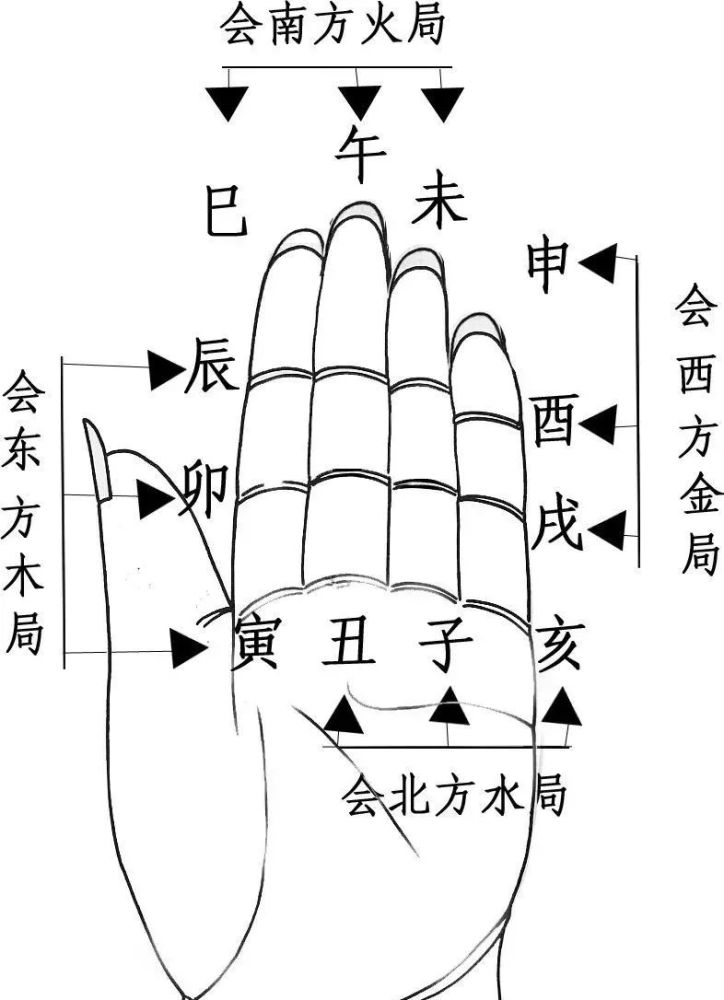 掐指一算:十二地支掌诀图