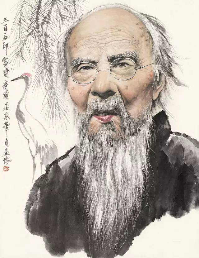 齐白石自画像 早年曾为木工,后以卖画为生,五十七岁后定居北京.