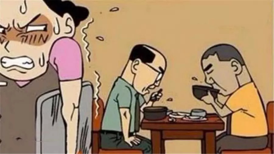 搞笑漫画:为何同事要晚20分钟吃饭?碰上这种铁公鸡算我倒霉!