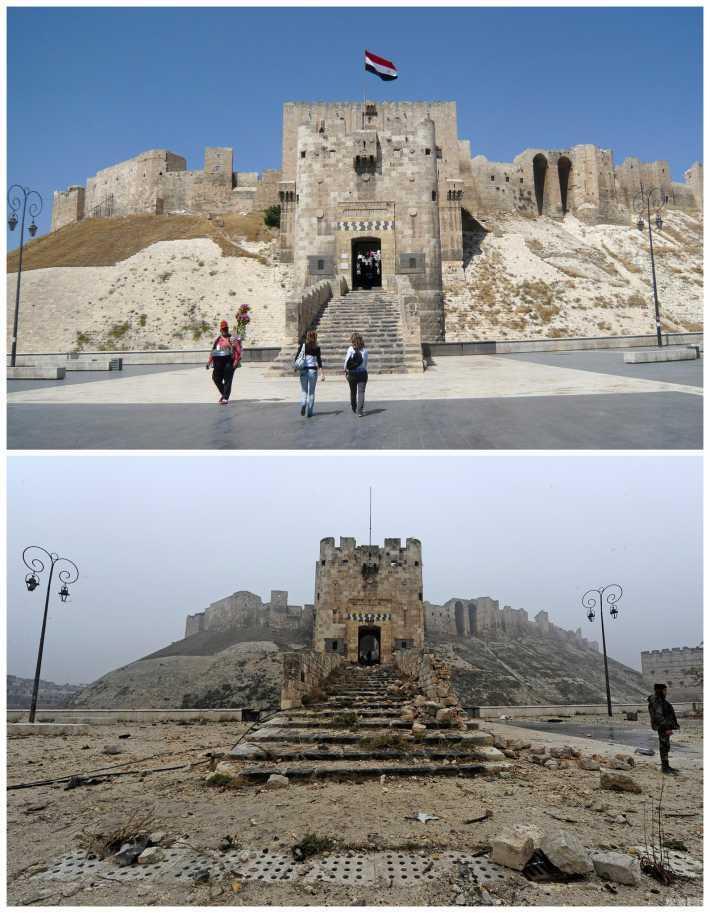 叙利亚旧城今昔对比 战争带来累累伤痕