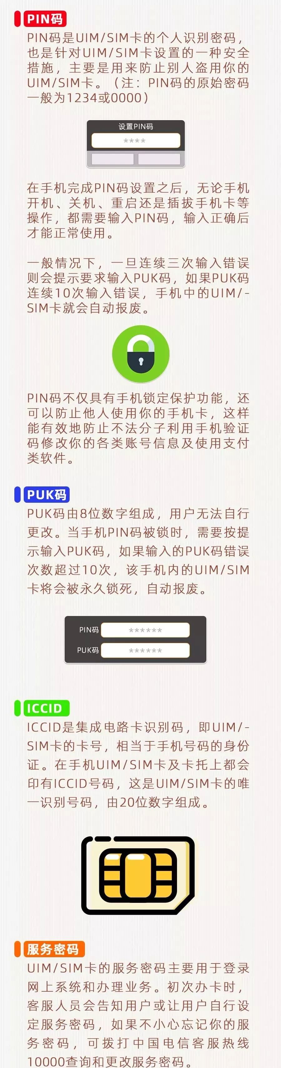 手机号为什么是11位?pin码,puk码,iccid,服务密码都用什么用途?