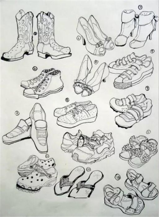 教学视频来自朱丹老师 刻画男生的鞋子时则可以方正有Ζ一些.