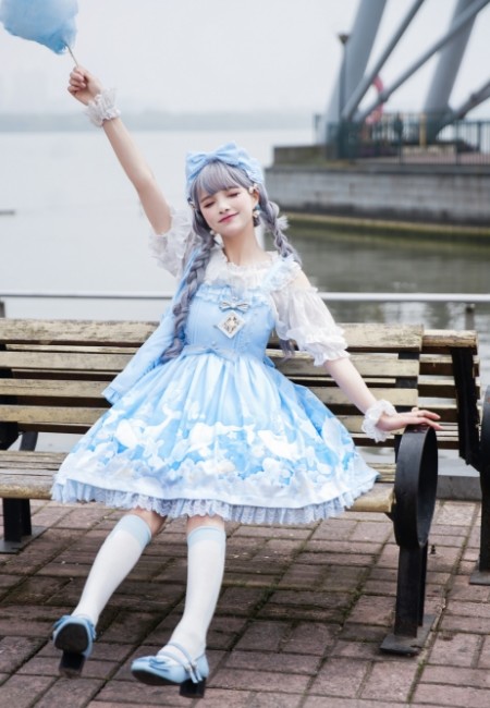 "白丝"lolita小姐姐安然,鲸与海盗船仙女裙,网友;女神