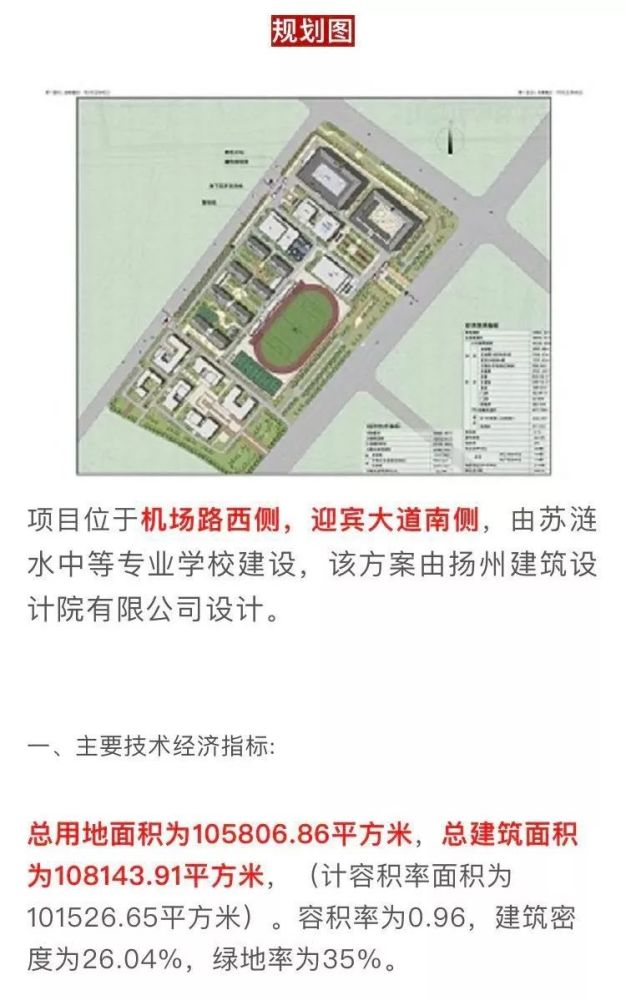 涟水中等专业学校新建项目规划设计方案批前公示抢先看