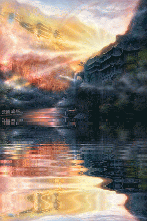 云画流年漂亮的水波动图插画