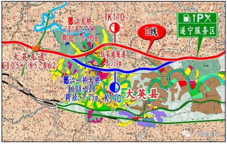 南充至成都高速扩容工程推荐方案与相关高速及普通道路衔接情况