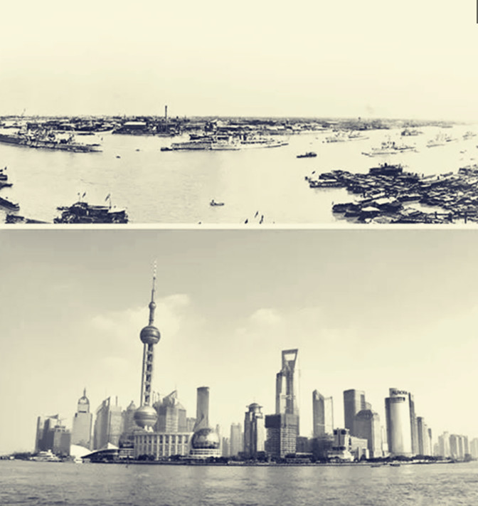 中国城市古今罕见对比照:所有的地方变化都很大,唯独武汉没变