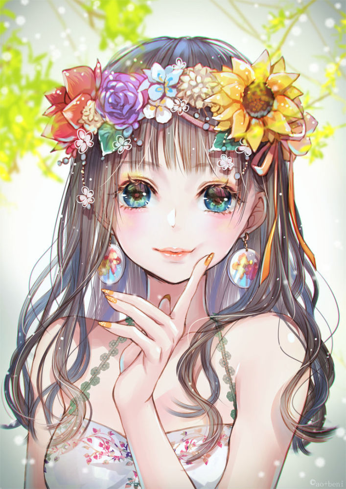 二次元高清手机壁纸插画,合集戴花冠的美丽花仙子,花冠特辑
