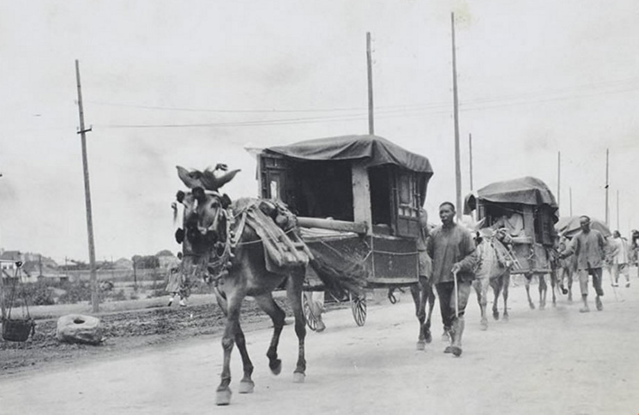 1912年老照片:图1北京街头的骡驮轿,图3婚礼上的大花轿!