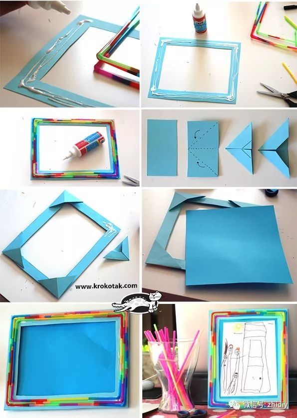 今天给大家分享一些diy相框的教程 准备材料:彩纸,剪刀,白乳胶