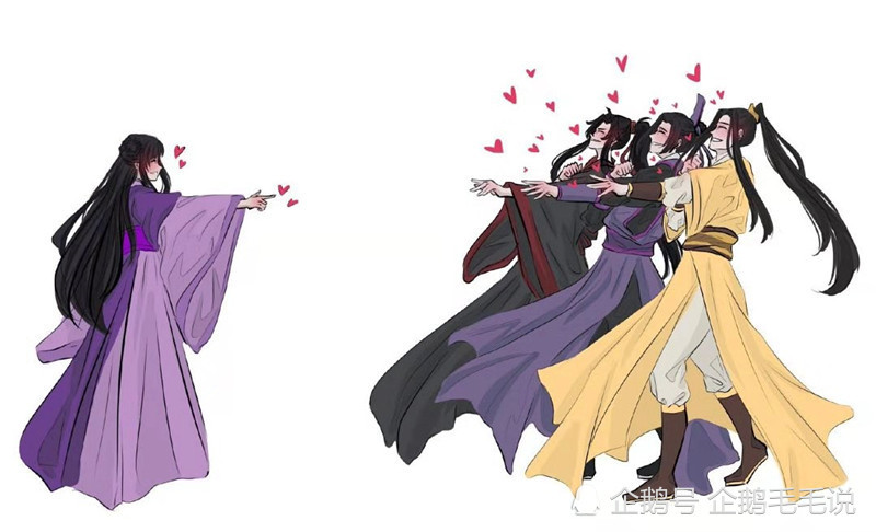 魔道祖师q版·呆萌壁纸,魏无羡可爱,最后一张跪服蓝忘机