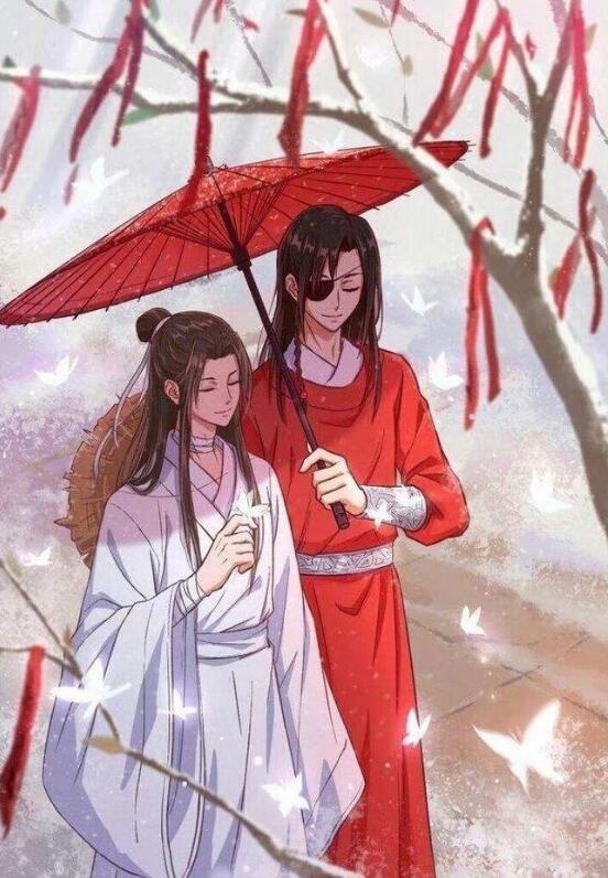 《天官赐福》高甜壁纸:图三花城为谢怜暖心撑伞,妥妥的暖男风范