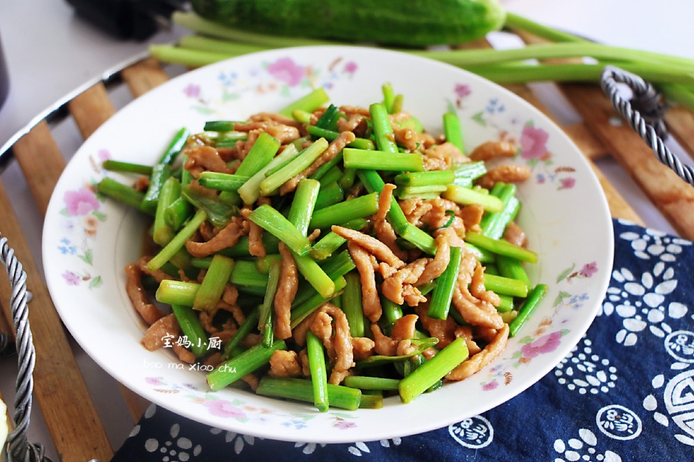 青蒜,食欲,大蒜,肉丝,食材,瘦肉