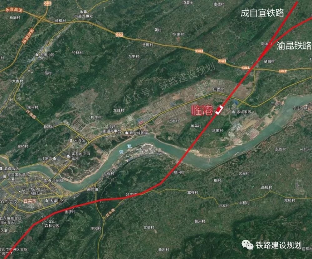 渝昆高铁利用成自宜铁路的临港长江公铁两用特大桥过江.