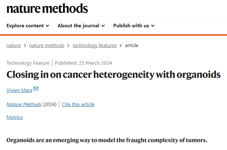 Nature Methods 从模型到治疗类器官在癌症研究中的革命性作用 腾讯新闻