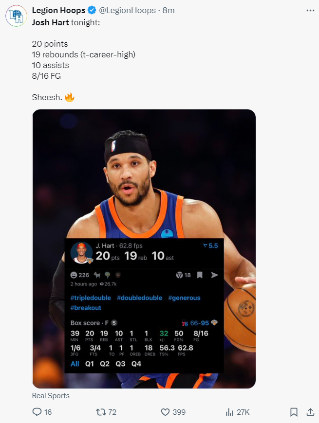 轰201910创纪录哈特获主场球迷掌声近10战场均427分钟