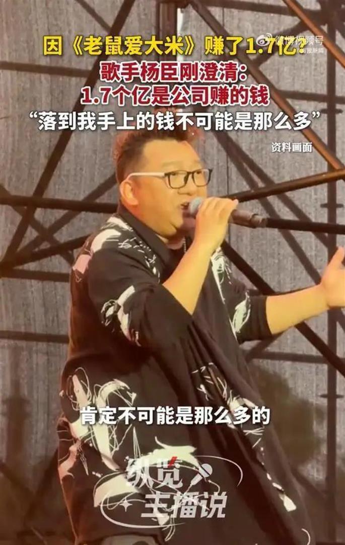 杨臣刚再谈老鼠爱大米1.7亿收入：公司流水≠个人所得_腾讯新闻