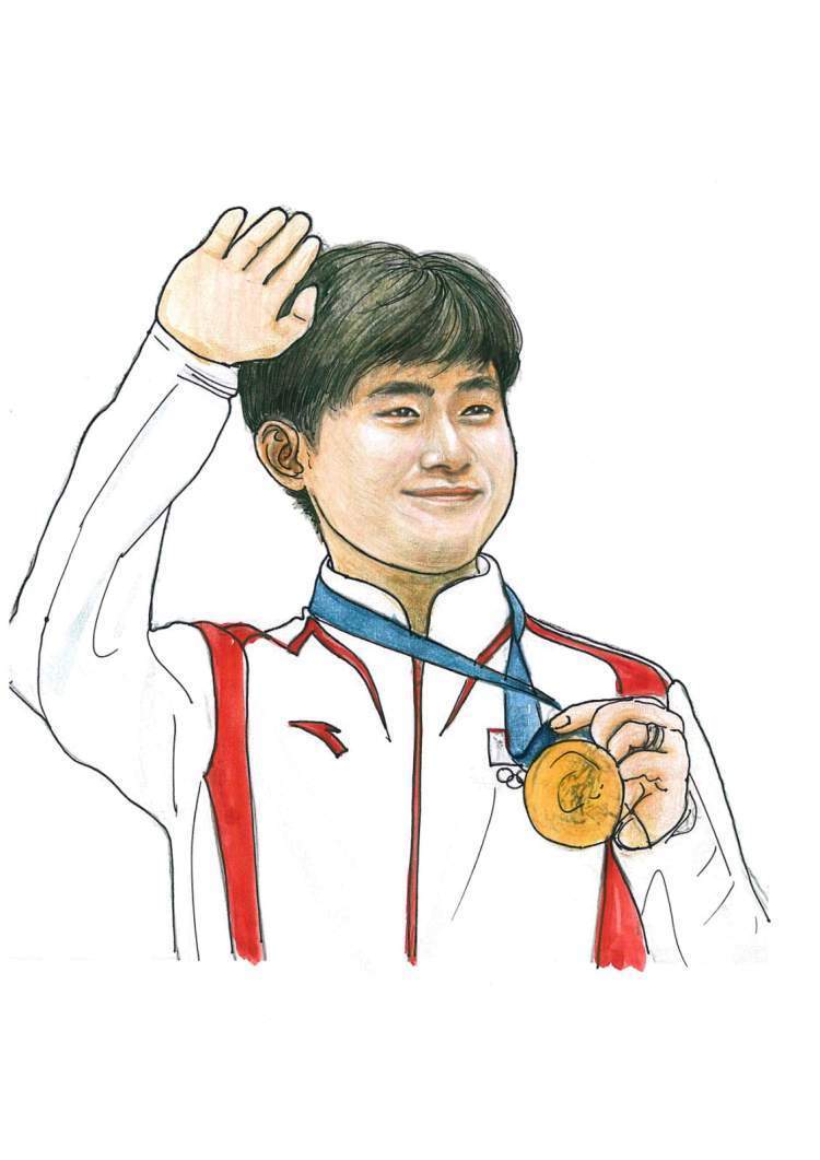 市民手绘巴黎奥运中国健儿夺金时刻!6767