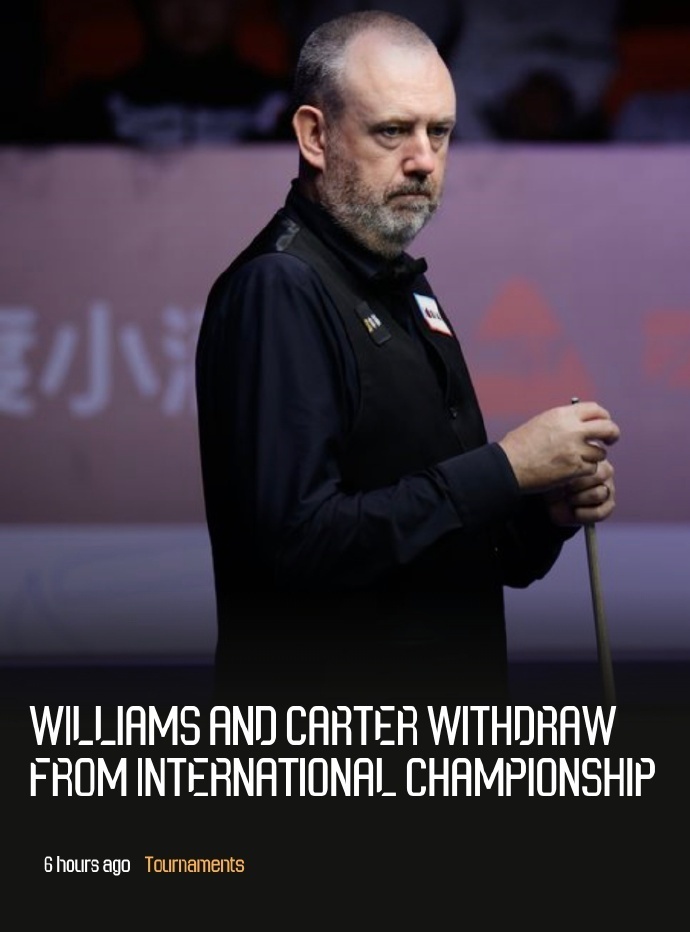 威廉姆斯因呼吸道感染退出国锦赛：倒下了 祈祷能赶得上冠中冠