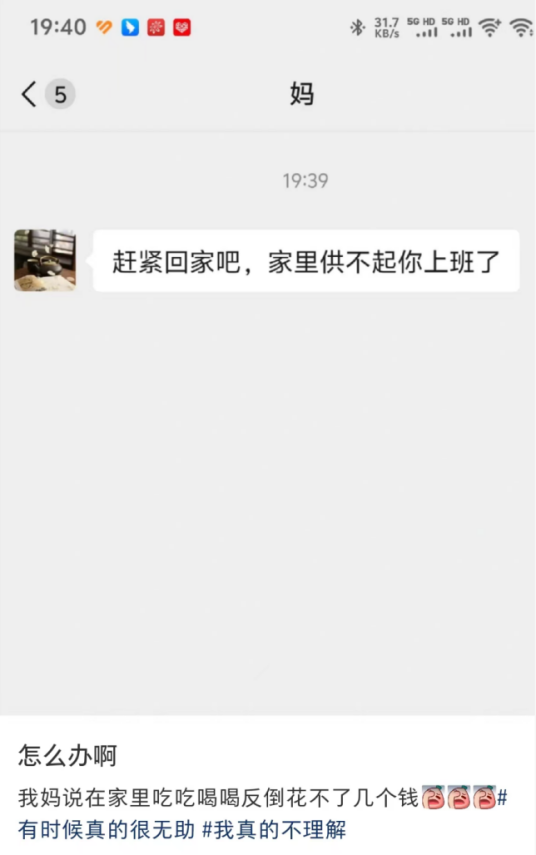 网友晒账单：家里蹲每月只花500元