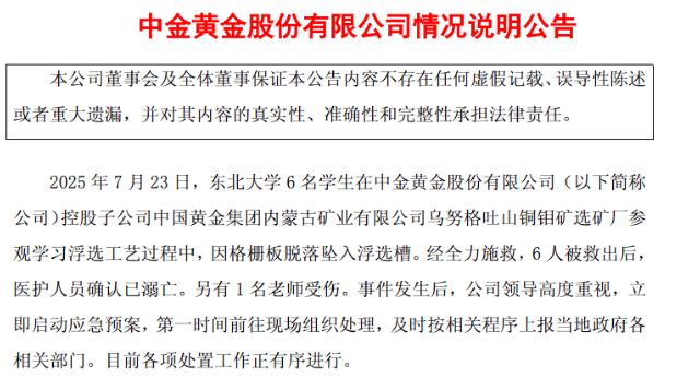内蒙古提级调查！中金黄金存多项隐患 曾多次被罚