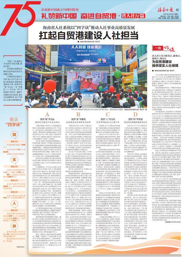 庆祝中华人民共和国成立75周年特刊｜海南省人社系统以“四字诀”推动人社事业高质量发展_腾讯新闻