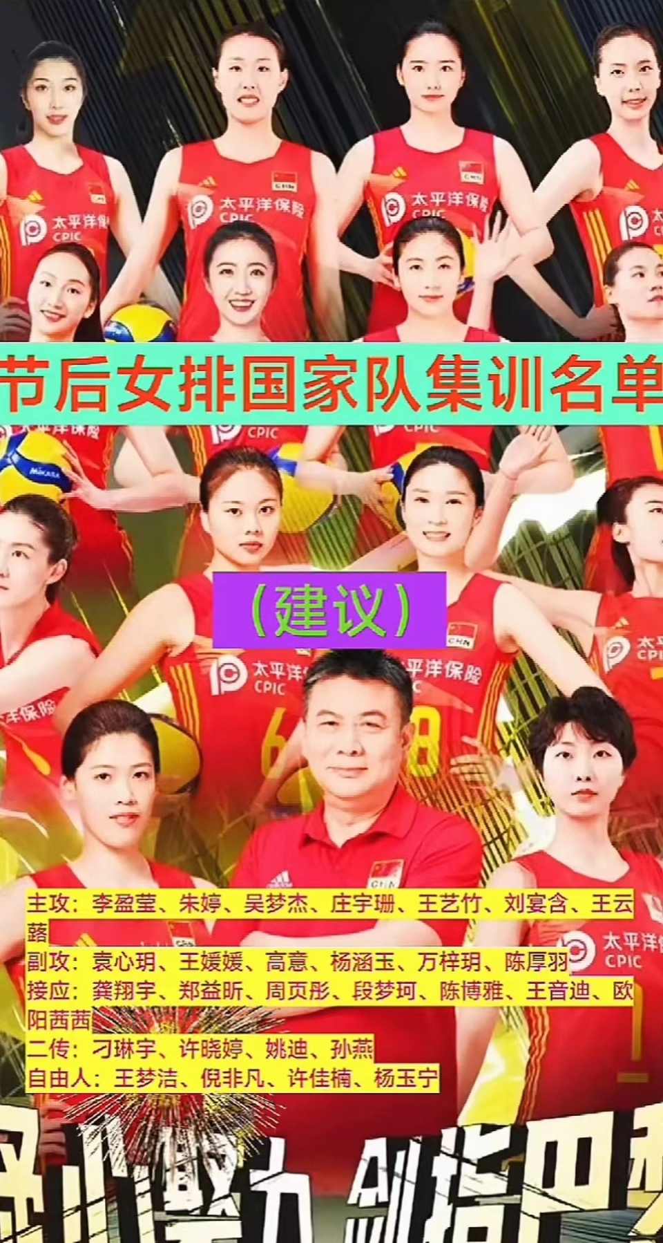 中国女排12人名单最新图片