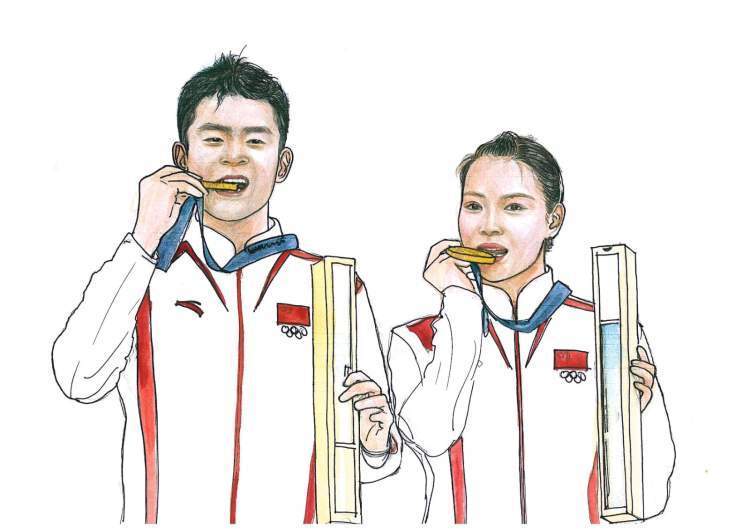 市民手绘巴黎奥运中国健儿夺金时刻!6767