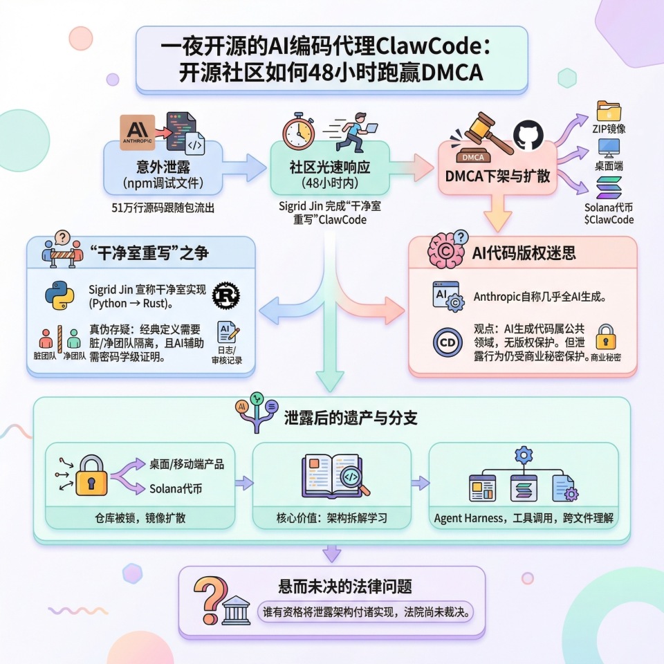 “克隆版”开源AI编码代理ClawCode：开源社区如何48小时跑赢DMCA_腾讯新闻