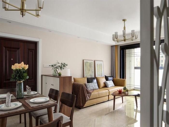 轻奢感十足的128平现代风三居室爱的就是奶咖色客厅