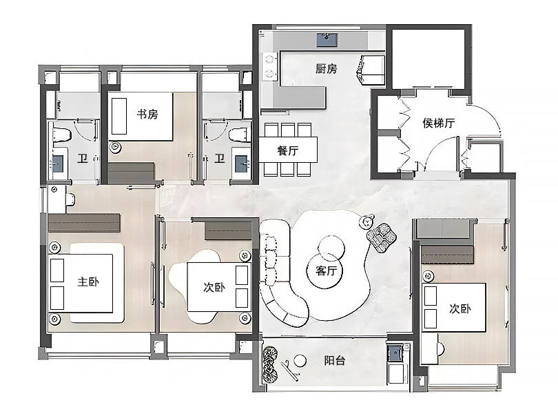 全屋飘窗叠加三室朝南，改善户型怎能如此完美？-叭楼楼市分享网