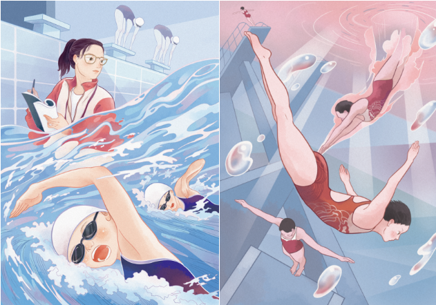 故事中还有一处很动人的描写,在主人公参加奥运会女子10米跳台的半