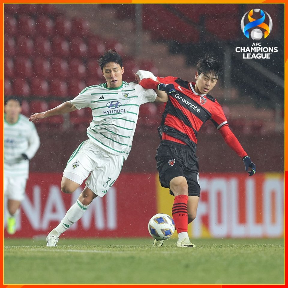 亚冠全北现代总分31浦项铁人晋级8强郑泰昱替补破门