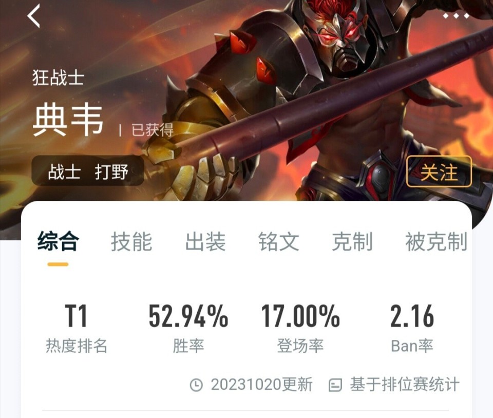 典韦终于加强到点上!低分局胜率进入打野榜前5?